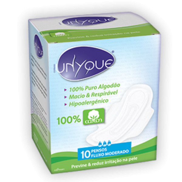 Unyque Serviettes Hygiéniques Flux Modéré avec Ailettes 10 unités.